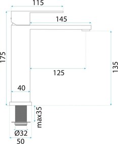 Смесител за баня Rea Hunter Brush Gold Low