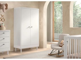 Бял детски гардероб от масивен бук 100x190x55 cm Forrest – Vipack