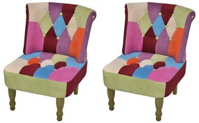 240810 vidaXL Френски столове, 2 бр, с пачуърк дизайн, текстил