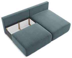 Тюркоазен разтегателен ъглов диван с място за съхранение (десен ъгъл) Kalena – Makamii