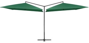 Sonata Двоен чадър със стоманен прът, 250x250 см, зелен