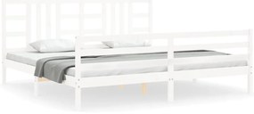 3193942 vidaXL Рамка за легло с табла, бяла, 200x200 см, масивно дърво