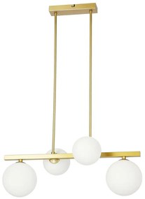 Висящо осветително тяло със стъклен абажур в бяло и златисто Kama – Candellux Lighting