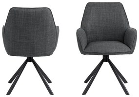 Тъмносиви тапицирани трапезни столове в комплект с подлакътници 2 бр. Glenda – Actona