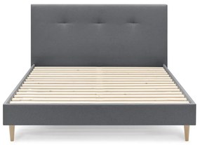 Сиво тапицирано двойно легло с решетка 160x200 cm Tory - Bobochic Paris