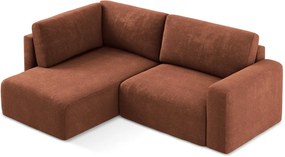 Теракотен шенилов сгъваем/с място за съхранение ъглов диван (ляв ъгъл/L форма) Kona – Makamii