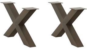 4012967 vidaXL Крака за масичка за кафе, X-образни, 2 бр., естествена стомана, 70 x (42-43) см, стомана