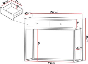 Тоалетка Esipix-Черно-черно гланцирано чекмедже