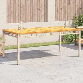 366281 vidaXL Градинска маса, бежов, 180x90x75 см, полиратан и акациево дърво