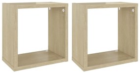 807034 vidaXL Стенни кубични рафтове, 2 бр, дъб сонома, 26x15x26 см
