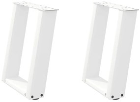 4012761 vidaXL Крака за масичка за кафе, U-образни, 2 бр., бели, 38 x (42-43) см, стомана
