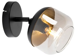 Дизайнерски прожектор черен със злато и опушено стъкло - Kyan