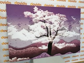 Картина на платно – Дърво залято с облаци