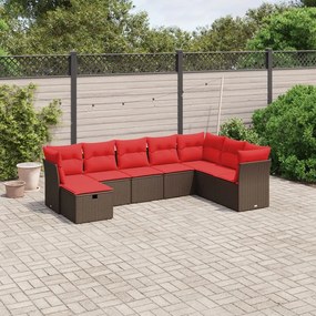 3263280 vidaXL Градински комплект с възглавници, 8 части, кафяв, полиратан