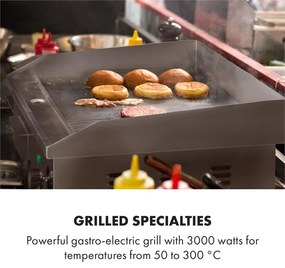 Klarstein Grillmeile 3000GR, електрическа скара, 3000 W, плоча за скара, 54.5 x 35 см, гладка/ребра