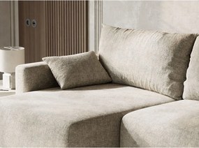 Бежов шенилов сгъваем/с място за съхранение ъглов диван (ляв ъгъл) Leon – Maison de Rêve