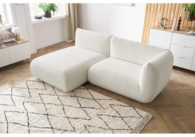 Ъглов диван от бял велур (ляв ъгъл) Lecomte - Bobochic Paris