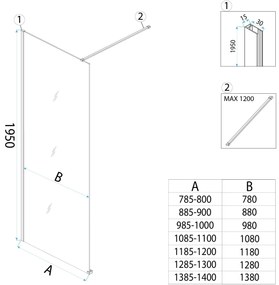 Параван за душ Rea Flexi Grey / Brush Gold 90