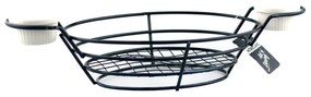 Horecano - Метална кошничка за сервиране елипса с два рамекина 32.5x15x6см черна-(HC-981490)