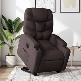 3204625 vidaXL Електрически изправящ реклайнер стол, тъмнокафяв, текстил