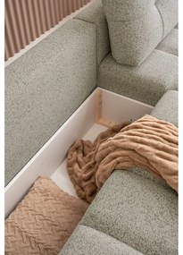 Светлокафяв разтегателен модулен ъглов диван с място за съхранение (десен ъгъл) Lulu – Miuform