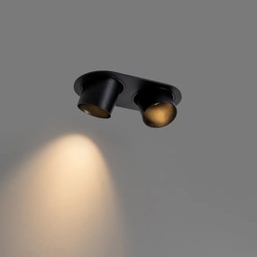 Вграден прожектор черен GU10 50mm 2-светлина - Installa