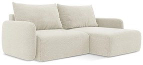 Кремав разтегателен ъглов диван с място за съхранение (десен ъгъл) Kalena – Makamii