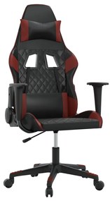 345518 vidaXL Масажен гейминг стол, черно и виненочервено, изкуствена кожа