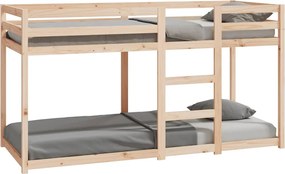 821649 vidaXL Двуетажно легло, 80x200 см, борово дърво масив