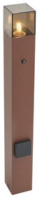 Индустриална външна стълбова лампа ръждивокафява с димно стъкло 70 см със сензор за здрач IP44 - Denmark