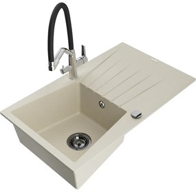 Mexen Cesar гранитна кухненска мивка с една камера, отцедник и кухненски
