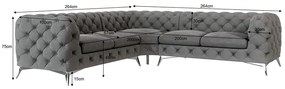 Сив кадифен ъглов диван Chelsea – Ropez