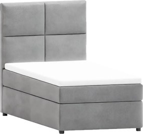 Светлосиво еединично тапицирано легло с място за съхранение с включена подматрачна рамка 80x200 cm Lena – Ropez