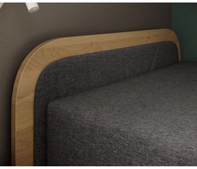 Единично легло 80x190 cm тапицирано/ПДЧ с място за съхранение с включен матрак в цвят жълта охра/тъмносиво Parys – ELTAP