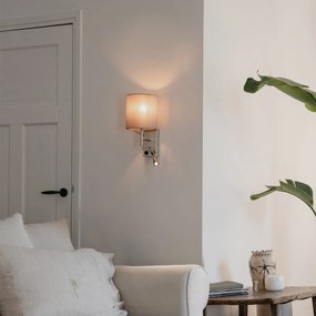 Модерен стенен аплик стомана с сив памучен абажур - Stacca