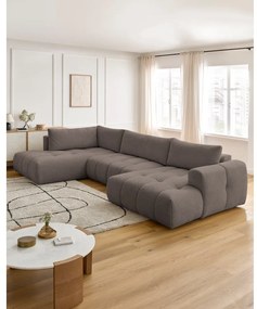 Кафяво-сив сгъваем/с място за съхранение ъглов диван (ляв ъгъл/U форма) Fuji – Bobochic Paris