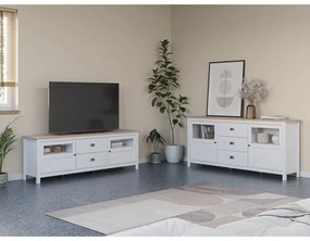 Бяла маса за телевизор от масивен бор 180x59 cm Misti – Marckeric