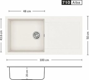 Eurolux FERETA BB 100.1 SI Композитна мивка за вграждане