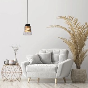 Черно висящо осветително тяло със стъклен абажур Fresno - Candellux Lighting