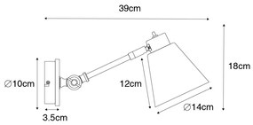 Стенна лампа в стил арт деко бронз с мрамор и кехлибарено стъкло - Nina