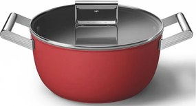 Тенджера SMEG CKFC2411RDM, 4.8 л, Ø24 см, Тефлоново покритие, До 250°C, Индукция, Червен