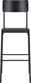 280081 vidaXL Бар столове, 2 бр, черни, твърд шперплат, стомана