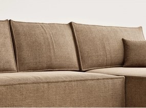 Светлокафяв шенилов сгъваем/с място за съхранение ъглов диван (десен ъгъл) Maze – Maison de Rêve