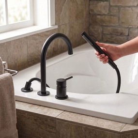 Смесител за Вана с 3 Отвора Rea Lungo Black