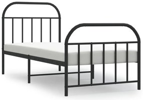 353644 vidaXL Метална рамка за легло с горна и долна табла, черна, 80x200 см