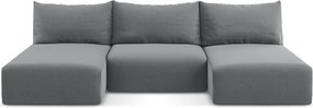 Сив кадифен сгъваем/с място за съхранение ъглов диван (U форма) Kalena – Makamii
