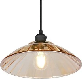 Черно/в кехлибарен цвят метално висящо осветително тяло със стъклен абажур ø 29,5 cm Eluna – Reality