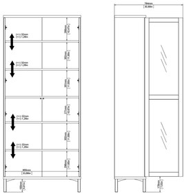 Витрина от декор от орех в черен и естествен цвят 89x203x36 cm Roomers – Tvilum