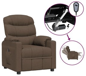 3143495 vidaXL Електрически наклоняем стол, кафяв, текстил