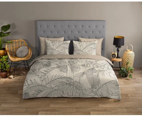 Бежово единично удължено памучно спално бельо 140x220 cm Sym – Good Morning